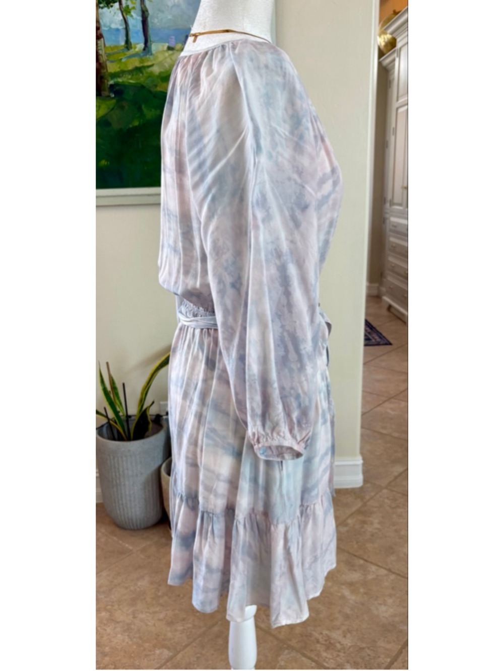 RIVER + SKY Blue Pink Tie-Dye Long Sleeve Dress Size S - Picture 3 of 11